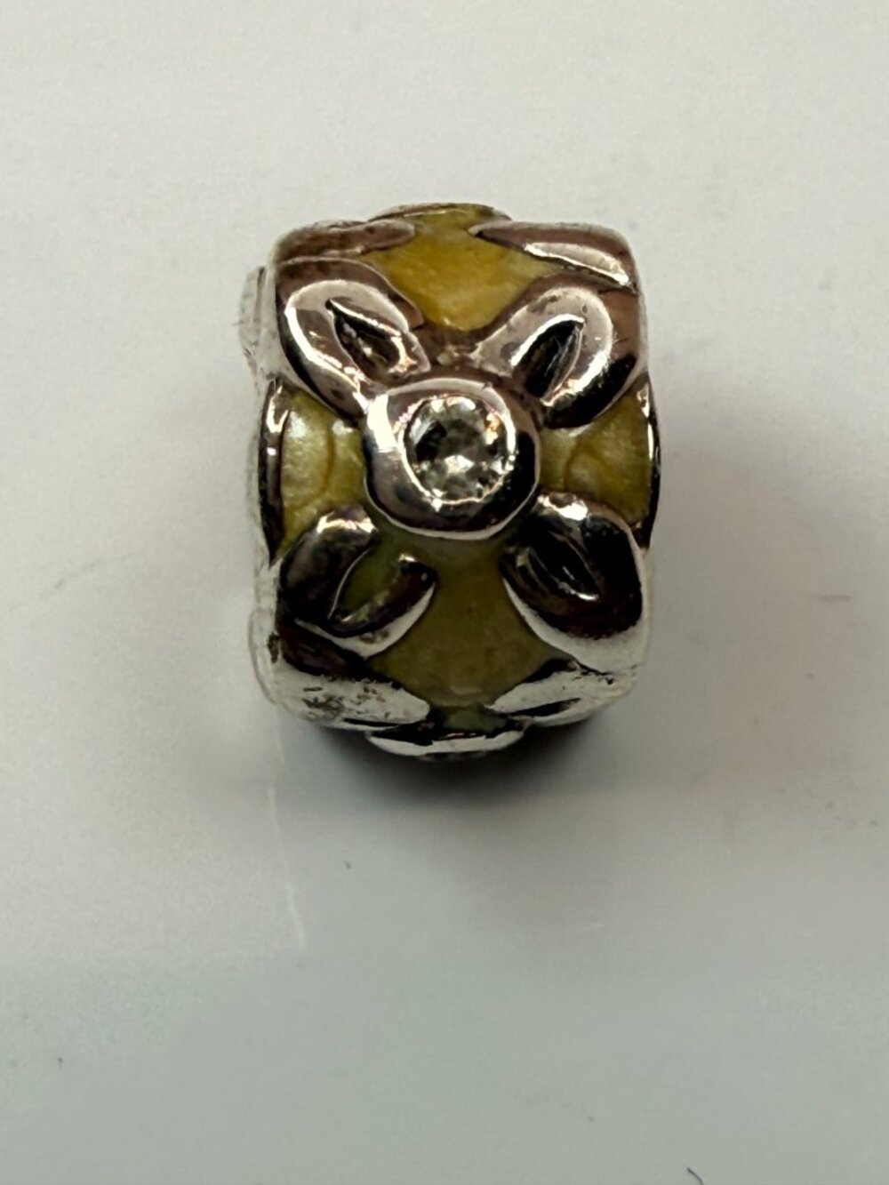 Chamilia Spring Bouquet NB-1A Sterling Silver Yellow Enamel CZ Charm Retired